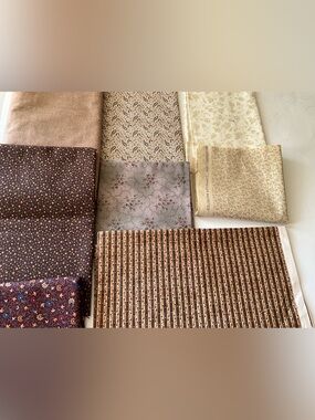 Quilting Sewing Crafts Material Lot Andover #4262 Browns Burgundy Floral Solid
